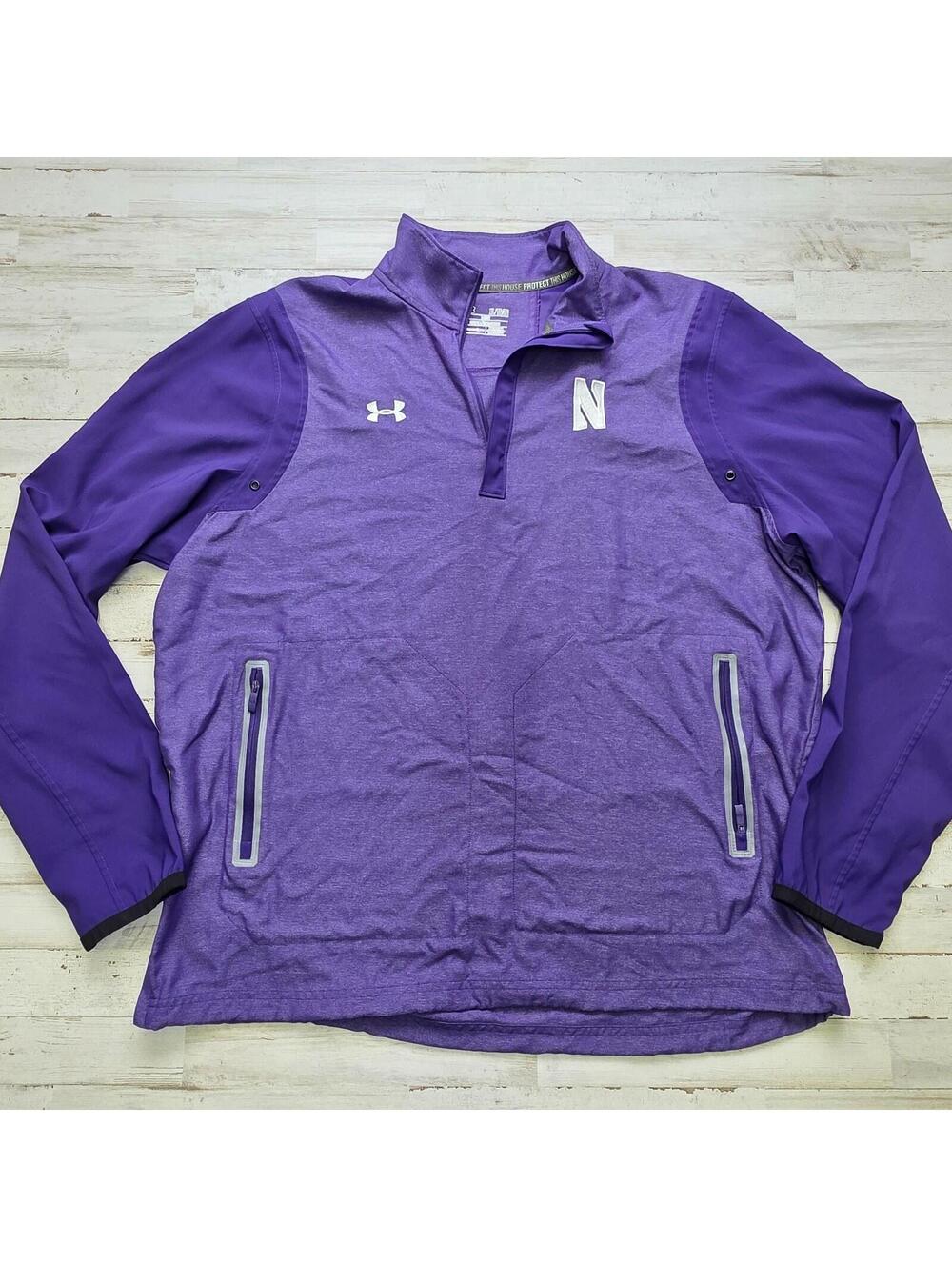 Northwestern Wildcats Under Armour Purple 1/4 Zip Lightweight Jacket Size XL